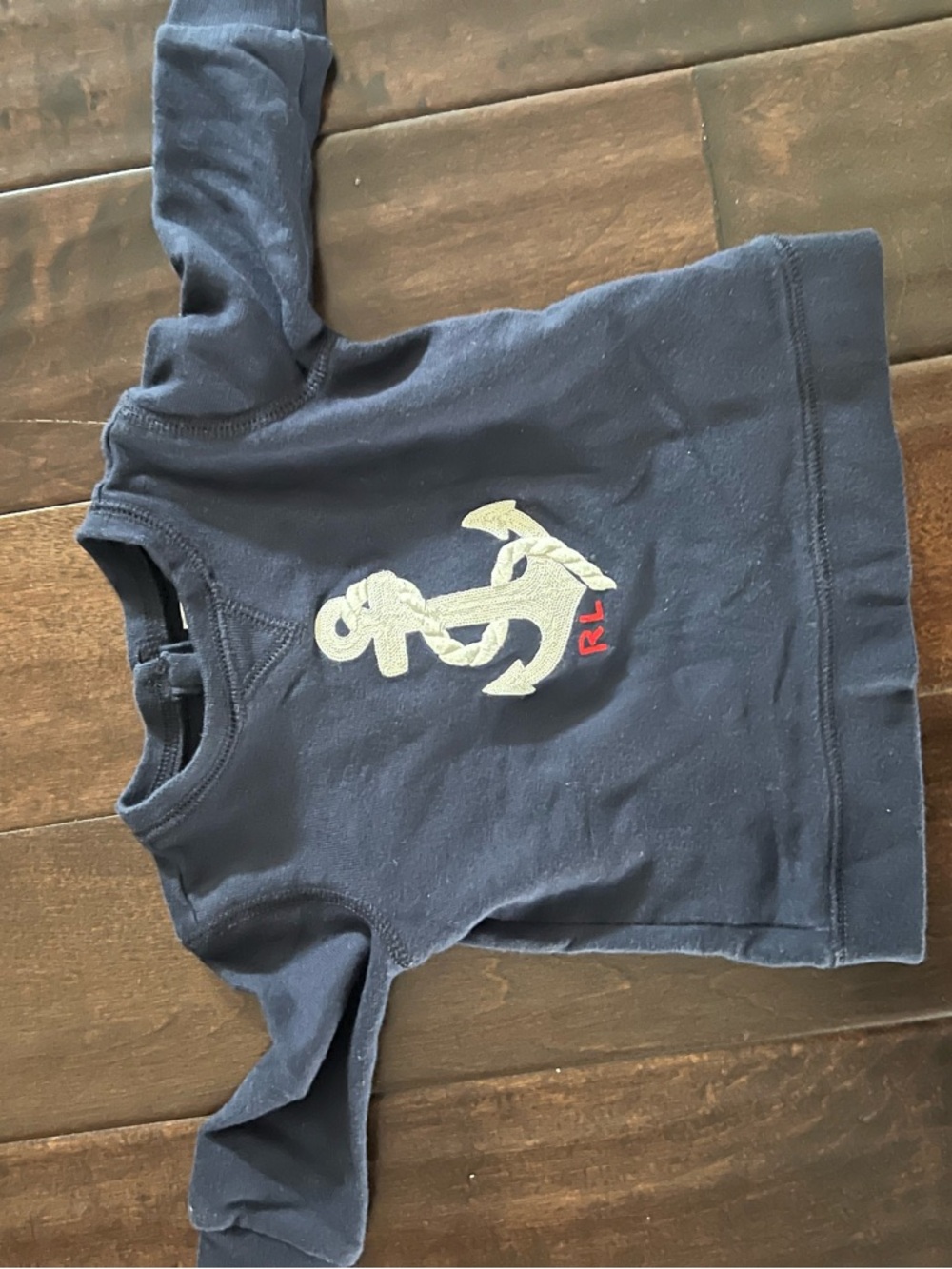 Polo by Ralph Lauren Navy Crewneck Sweatshirt with Anchor Graphic